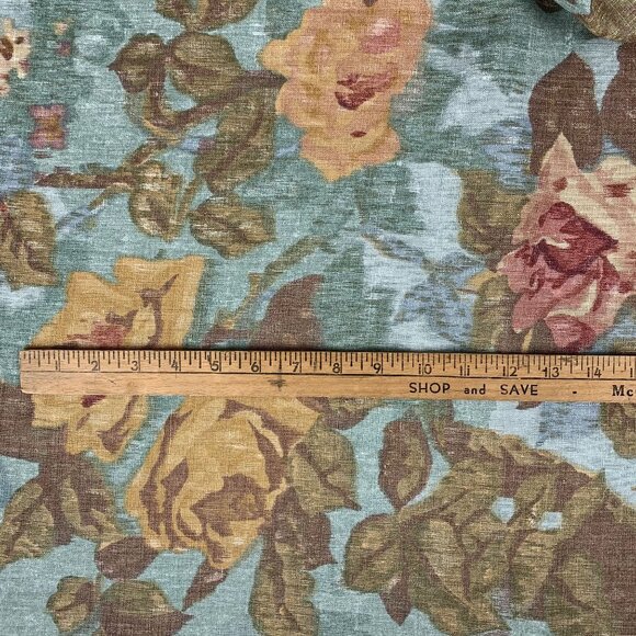 Mulberry Home England Secret Garden Cabbage Roses Floral Fabric Linen 2.5 Yards - Picture 8 of 14
